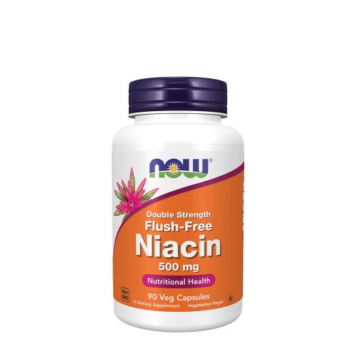 Now Foods Niacin 500 mg, Double Strength Flush-Free Veg Capsules (90 Kapsułka roślinna)