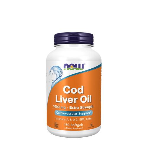 Now Foods Cod Liver Oil, Extra Strength 1,000 mg (180 Kapsułka miękka)