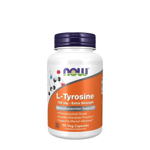 Now Foods L-Tyrosine 750 mg, Extra Strength (90 Kapsułka roślinna)