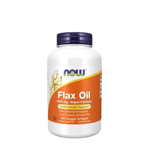 Now Foods Olej lniany 1000 mg Vegan Formula - Flax Oil 1000 mg Vegan Formula (120 Veggie Kapsułka miękka, Biało-różowy)
