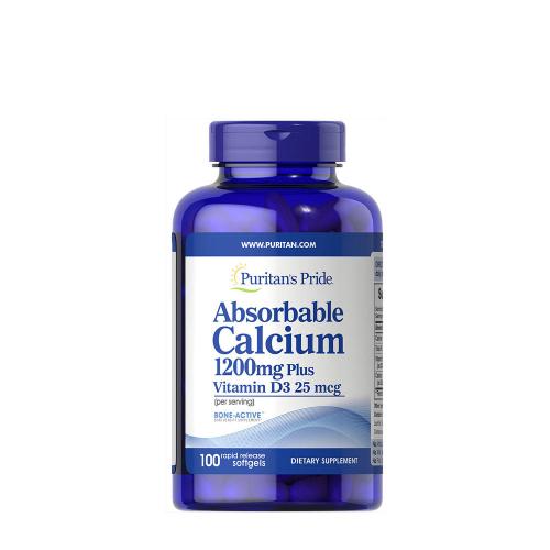 Puritan's Pride Absorbable Calcium 1200 mg with Vitamin D3 1000 IU (100 Kapsułka miękka)