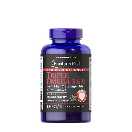 Puritan's Pride Maximum Strength Triple Omega 3-6-9 Fish,Flax & Borage Oil  (120 Kapsułka miękka)