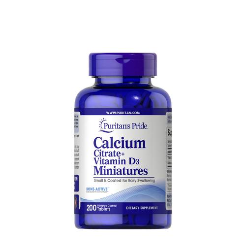Puritan's Pride Calcium Citrate + Vitamin D3 Miniatures (200 Mini Bevonatos Tabletka)