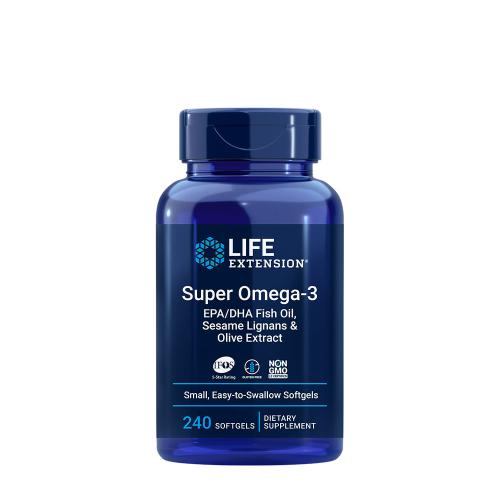 Life Extension Super Omega-3 Plus EPA/DHA Fish Oil, Sesame Lignans, Olive Extract (240 Kapsułka miękka)