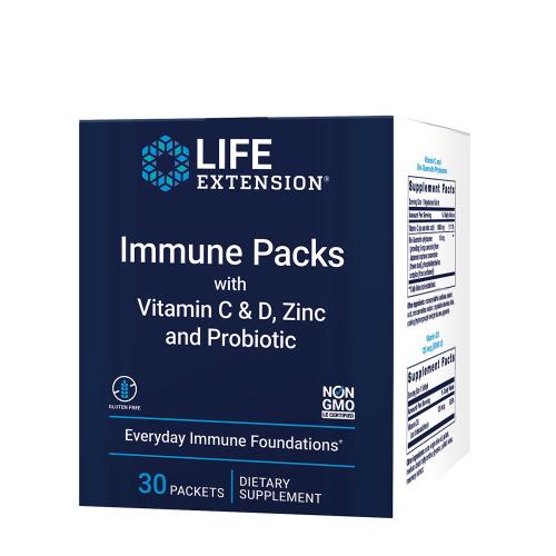 Life Extension Immune Packs with Vitamin C & D, Zinc and Probiotic (30 Opakowanie)