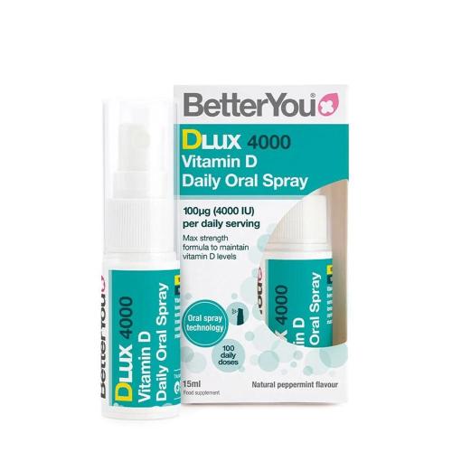 BetterYou Dlux Daily Vitamin D 4000 IU Oral Spray (15 ml, Naturalna mięta pieprzowa)