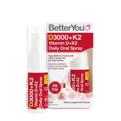 BetterYou Dlux+ Vitamin D+K2 Daily Oral Spray  (12 ml, Naturalna mięta pieprzowa)