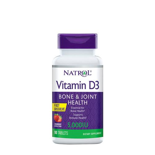 Natrol Vitamin D3 Fast Dissolve 5000 IU (90 Tabletki do żucia, Truskawka)