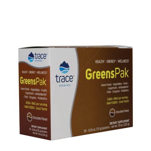 Trace Minerals Greens Pak  (30 Opakowanie, Czekolada)