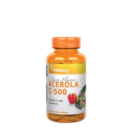 Vitaking Vitamin C-500 Acerola Raspberry (40 Tabletki do żucia, Truskawka)