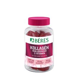   Béres Collagen, Hyaluronic Acid, Vitamin C Sugar-free Gummies (50 Żelka, Truskawka)