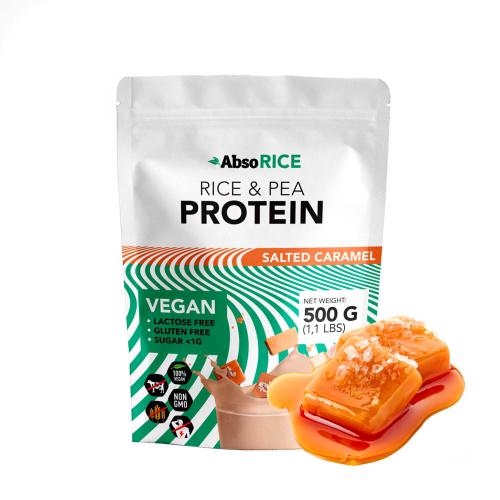 AbsoRICE Rice & Pea Protein - Vegan Protein Powder (500 g, Solony karmel)