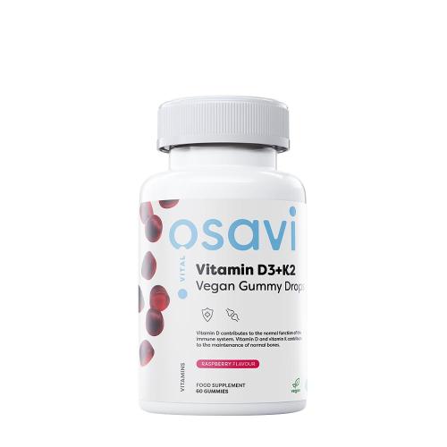 Osavi Vitamins D3+K2 Vegan Gummy Drops (60 Żelka, Malina)