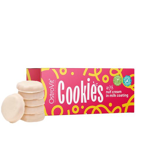 OstroVit Ciasteczka z kremem orzechowym i polewą mleczną - Cookies peanut cream & milk glaze (128 g)