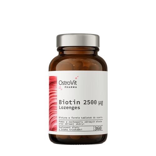 OstroVit Pharma Biotyna 2500 mcg pastylki do ssania - Pharma Biotin 2500 mcg lozenges (360 Tabletka do ssania, Truskawka)