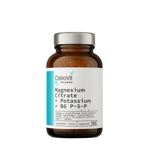 OstroVit Pharma Cytrynian Magnezu + Potas + B6 P-5-P - Pharma Magnesium Citrate + Potassium + B6 P-5-P (90 Kapsułka)