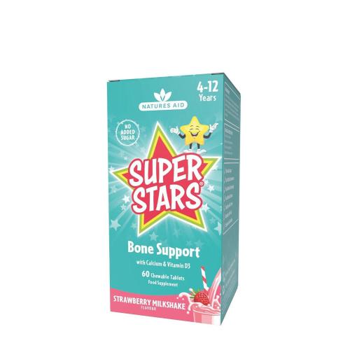 Natures Aid Super Stars Bone Support - Strawberry Milkshake Flavor (60 Tabletki do żucia)