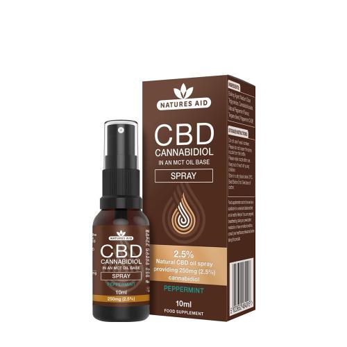 Natures Aid CBD Cannabidiol Spray 2,5% - CBD Cannabidiol Spray 2,5% (10 ml, Mięta pieprzowa)