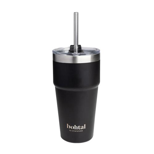 SmartShake Bohtal Double Insulated Travel Mug With Straw (600 ml, Czarny)