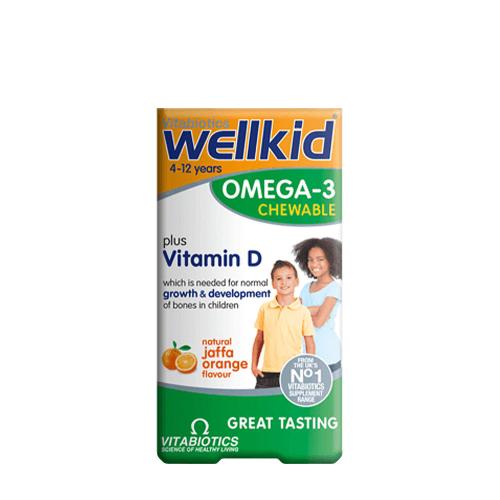 Vitabiotics Wellkid Omega-3 do żucia  - Wellkid Omega-3 Chewable  (60 Kapsułka, Pomarańczowy)