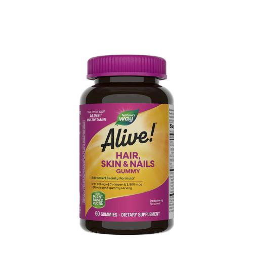 Natures Way Alive!® Hair, Skin & Nails Gummies (60 Żelka, Truskawka)