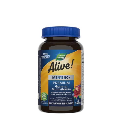 Natures Way Alive!® Premium Men’s 50+ Gummy Multivitamin (75 Żelka, Wiśniowy, pomarańczowy i winogronowy)