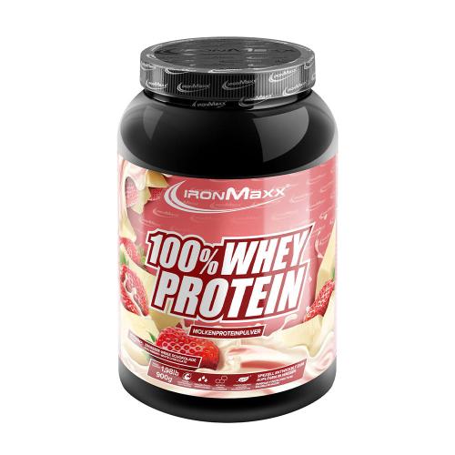 Ironmaxx 100% Whey Protein (900 g, Biała czekolada truskawkowa)