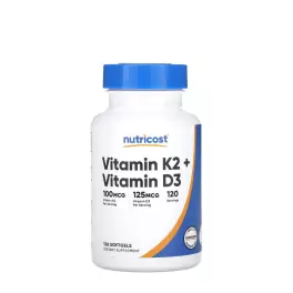   Nutricost Vitamin K2 (MK7) (100 mcg) + Vitamin D3 (5000 IU) (120 Kapsułka miękka)