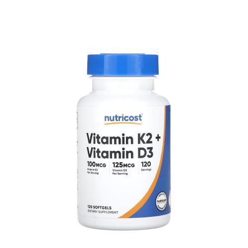 Nutricost Vitamin K2 (MK7) (100 mcg) + Vitamin D3 (5000 IU) (120 Kapsułka miękka)