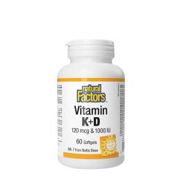   Natural Factors Vitamin K+D 120 mcg & 1000 IU (60 Kapsułka miękka)