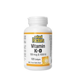   Natural Factors Vitamin K+D 120 mcg & 1000 IU (120 Kapsułka miękka)
