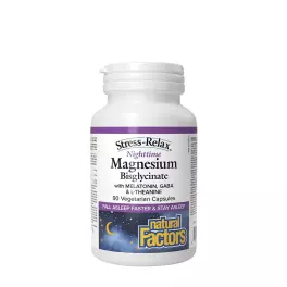  Natural Factors Stress-Relax Nighttime Magnesium Bisglycinate (90 Kapsułka)