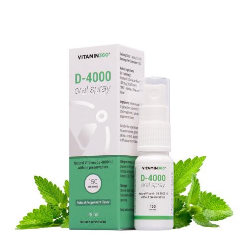 Vitamin360 D-4000 Oral Spray (15 ml, Naturalna mięta pieprzowa)