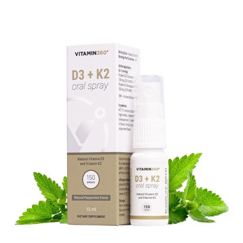 Vitamin360 D3 + K2 Oral Spray (15 ml, Naturalna mięta pieprzowa)